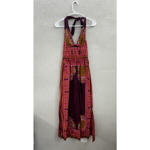 Beach Party Womens Maxi Dress Size Unknown Pink Purple Halter Top Vintage